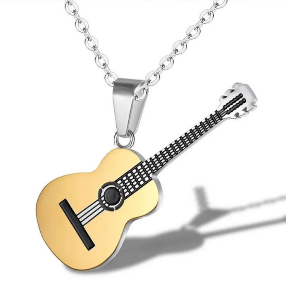 Gold Acoustic Guitar Necklace